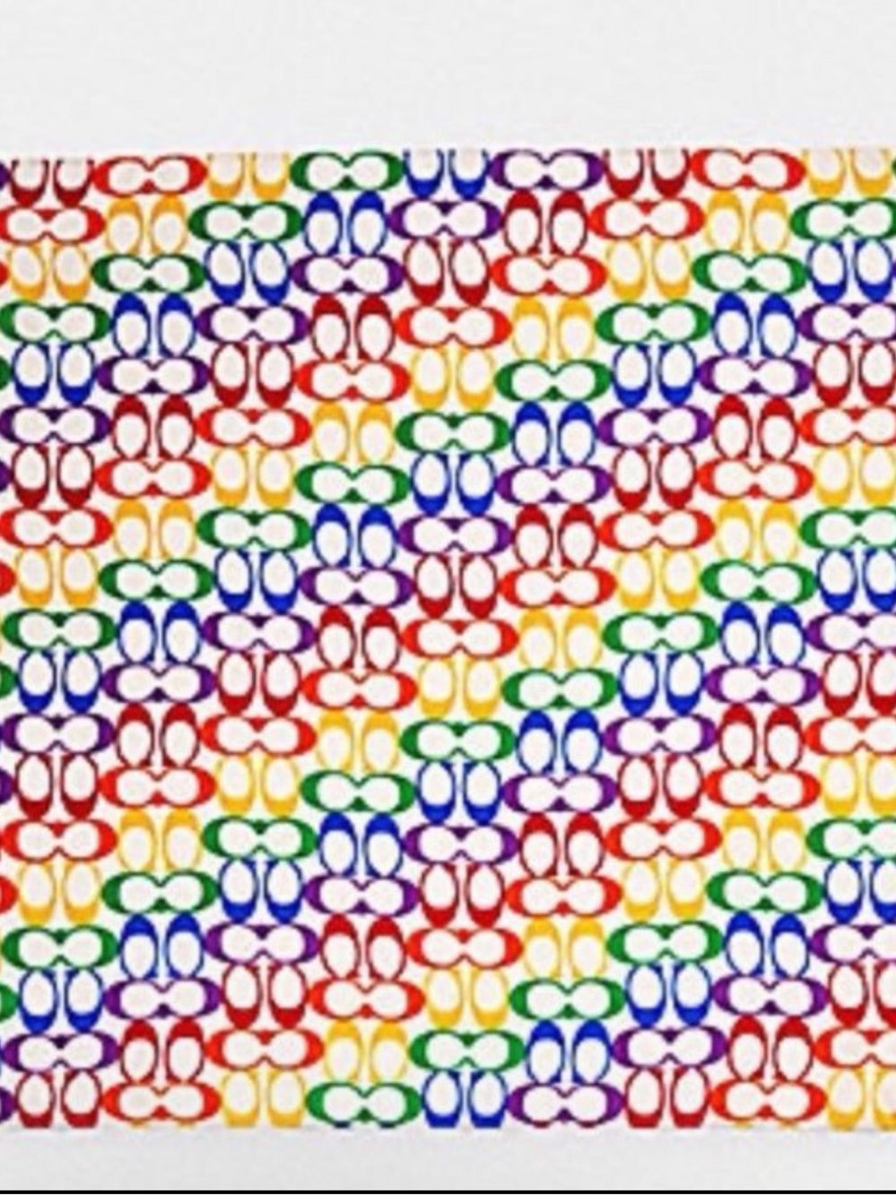Coach Multicolor Square 100% Silk Logo Scarf in Rainbow Hues 23” x 23”